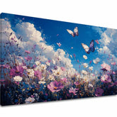 Pittura di farfalla che vola sul prato