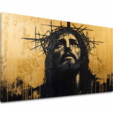 Gesù sofferente | Dipinto con acrilico e foglia d'oro