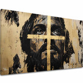 Gesù Salvatore con croce d'oro | Dipinto con acrilico e foglia d'oro