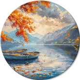 Quadri rotondi con acrilico La tranquillità del lago