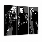 Dipinto a mano POP Art Apocalyptica 3 parti apo – Visualizzazione 3D del quadro dipinto a mano su sfondo bianco. Colori dominanti: nero, bianco, grigio.