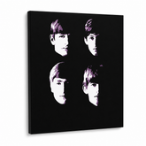 Dipinto a mano POP Art BEATLES 1 pezzo beat10 – Visualizzazione 3D del quadro dipinto a mano su sfondo bianco. Colori dominanti: nero, bianco, viola.