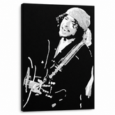 Dipinto a mano POP Art Bob Dylan 1 parte bd – Visualizzazione 3D del quadro dipinto a mano su sfondo bianco. Colori dominanti: nero, bianco, grigio.