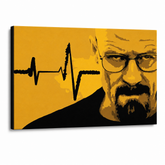 Dipinto a mano POP Art BREAKING BAD 1 pezzo brb2 – Visualizzazione 3D del quadro dipinto a mano su sfondo bianco. Colori dominanti: giallo, nero, marrone.