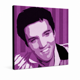 Dipinto a mano POP Art Elvis Presley 1 pezzo el4 – Visualizzazione 3D del quadro dipinto a mano su sfondo bianco. Colori dominanti: viola, bianco, nero.