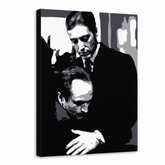 Dipinto a mano POP Art Il Padrino 1 pezzo god5 – Visualizzazione 3D del quadro dipinto a mano su sfondo bianco. Colori dominanti: nero, bianco, grigio.