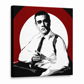 Dipinto a mano POP Art James Bond 1 parte bond4 – Visualizzazione 3D del quadro dipinto a mano su sfondo bianco. Colori dominanti: nero, bianco, rosso.