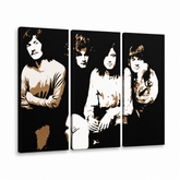 Dipinto a mano POP Art Led zepelin 3 pezzi lz – Visualizzazione 3D del quadro dipinto a mano su sfondo bianco. Colori dominanti: nero, beige, marrone.