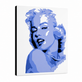 Dipinto a mano POP Art Marilyn Monroe 1 pezzo mon – Visualizzazione 3D del quadro dipinto a mano su sfondo bianco. Colori dominanti: blu, bianco, nero.
