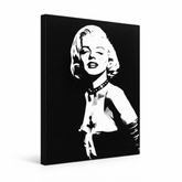Dipinto a mano POP Art Marilyn MONROE 1 pezzo mon5 – Visualizzazione 3D del quadro dipinto a mano su sfondo bianco. Colori dominanti: nero, bianco, grigio.