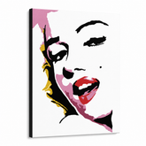 Dipinto a mano POP Art Marilyn Monroe 1 pezzo mon7 – Visualizzazione 3D del quadro dipinto a mano su sfondo bianco. Colori dominanti: rosa, rosso, nero, giallo, grigio.