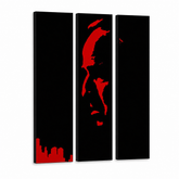 Dipinto a mano POP Art Marlon Brando 3 pezzi gff – Visualizzazione 3D del quadro dipinto a mano su sfondo bianco. Colori dominanti: nero, rosso.