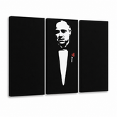 Dipinto a mano POP Art Marlon Brando 3 pezzi gwr – Visualizzazione 3D del quadro dipinto a mano su sfondo bianco. Colori dominanti: nero, bianco, rosso.