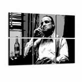 Dipinto a mano POP Art MARLON BRANDO 6 parti mb9 – Visualizzazione 3D del quadro dipinto a mano su sfondo bianco. Colori dominanti: nero, bianco, grigio.