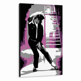 Dipinto a mano POP Art Michael Jackson 1 pezzo mj3 – Visualizzazione 3D del quadro dipinto a mano su sfondo bianco. Colori dominanti: nero, rosa, grigio, bianco.