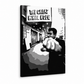 Dipinto a mano POP Art Muhamad Ali 1 pezzo ali1 – Visualizzazione 3D del quadro dipinto a mano su sfondo bianco. Colori dominanti: nero, bianco, grigio.