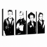 dipinto a mano POP Art pittura Clash 4 pezzi argilla – Visualizzazione 3D del quadro dipinto a mano su sfondo bianco. Colori dominanti: nero, bianco, grigio.