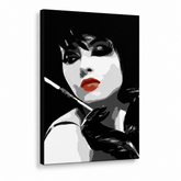 Dipinto a mano POP Art pittura Pop donna 1 pezzo ppw – Visualizzazione 3D del quadro dipinto a mano su sfondo bianco. Colori dominanti: nero, bianco, rosso.