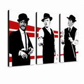 Dipinto a mano POP Art Rat Pack 3 pezzi rp – Visualizzazione 3D del quadro dipinto a mano su sfondo bianco. Colori dominanti: nero, bianco, rosso.