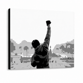 Dipinto a mano POP Art ROCKY 1 pezzo rocky – Visualizzazione 3D del quadro dipinto a mano su sfondo bianco. Colori dominanti: nero, bianco, grigio.
