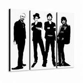 Dipinto a mano POP Art Rolling Stones 4 pezzi rs – Visualizzazione 3D del quadro dipinto a mano su sfondo bianco. Colori dominanti: nero, bianco, grigio.