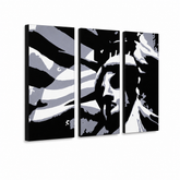 Dipinto a mano POP Art Statua della Libertà 3 pezzi fs2 – Visualizzazione 3D del quadro dipinto a mano su sfondo bianco. Colori dominanti: nero, bianco, grigio.