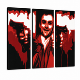 Dipinto a mano POP Art Taxi Driver 3 parti taxi2 – Visualizzazione 3D del quadro dipinto a mano su sfondo bianco. Colori dominanti: nero, rosso, bianco.