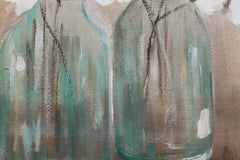 Quadro dipinto a mano su tela nei toni del bianco-beige, atmosfera tranquilla, atmosfera primaverile e natura, adatto per il corridoio | Quadro da parete FIORI – prodotto, vista 3