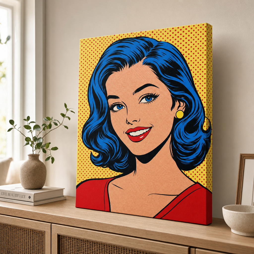 Quadro pop-art su tela di lato – telaio in legno 2 cm, stampa sul bordo, senza cornice esterna, Papilora