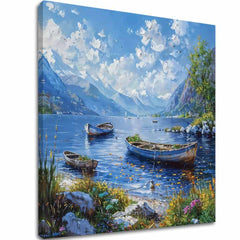 Paesaggio dipinto su tela Lago tranquillo - immagine 2