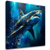 Pittura decorativa su tela - PREMIUM ART - Shark Force in Dark Water - immagine 2
