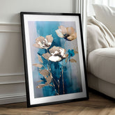 Poster da parete con effetto EXTRA - Teal Flowers