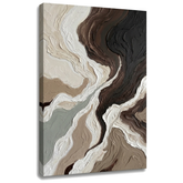 Quadro astratto con paesaggio e strati organici, stampa su tela 3D con telaio in legno a vista, design premium firmato Papilora.