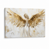 Quadro moderno con figura femminile e ali d'angelo, vista di profilo, su tela con effetto 3D e telaio in legno, Papilora Premium Art.