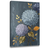Quadro con ortensie su tela, visualizzazione 3D del telaio in legno massiccio, arte premium di Papilora.