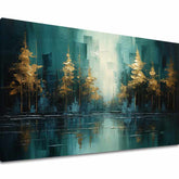 Quadro d'arte moderna Riflesso di foresta dorata - PREMIUM ART - immagine 2