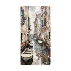 Quadro di un canale veneziano con barche – motivo completo