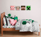 Quadro di Minecraft - Personaggi su tela in primo piano - Steve, Creeper, Sheep, Pig - immagine 4