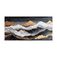 Quadro di montagne oro-bianche su sfondo nero – motivo completo