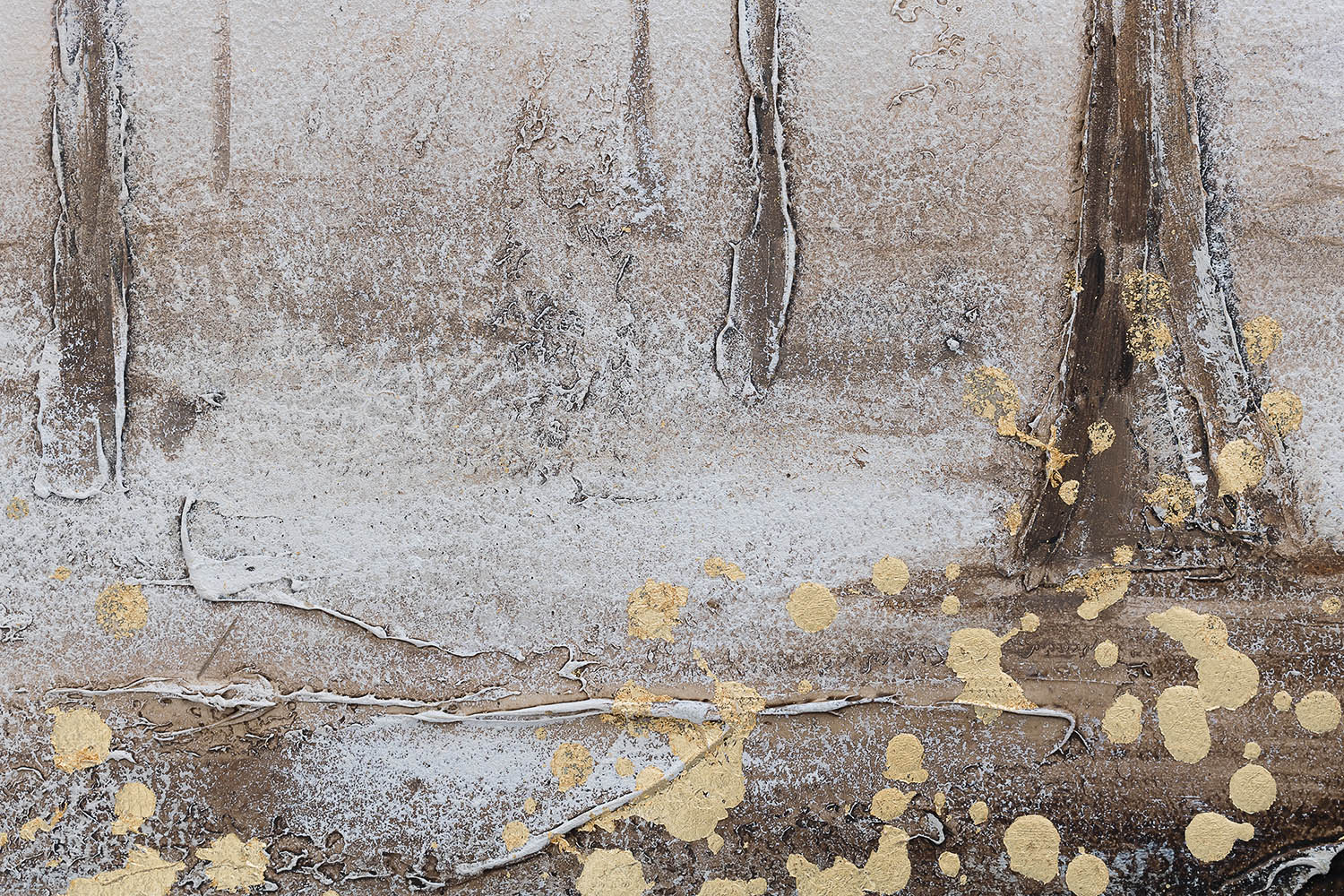 Quadro dipinto a mano su tela con motivo ALBERO, bosco, paesaggio, natura in tonalità bianco-beige, atmosfera tranquilla, natura e solitudine, adatto per la cucina – prodotto, vista 3