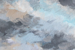 Quadro dipinto a mano su tela con motivo di NAVE, oceano, cielo, nuvole, paesaggio nei toni bianco-marrone, atmosfera serena, libertà e natura – prodotto, vista 3