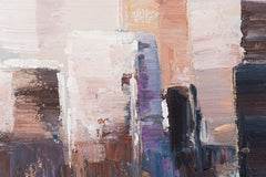 Quadro dipinto a mano su tela con motivo CITTÀ, riflesso sull'acqua in tonalità bianco-beige, atmosfera tranquilla, vita di città e contemplazione – prodotto, vista 2