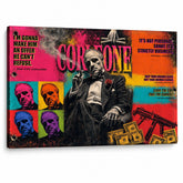 Quadro pop art Il Padrino con Don Vito Corleone e citazioni filmiche su tela di alta qualità Papilora