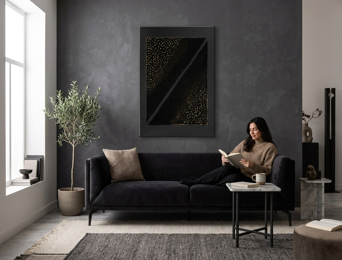Quadro dipinto per parete ASTRATTO 60x90 cm – quadro dipinto a mano in un interno elegante (Scandi cream) | wall mockup | tela premium | Papilora.sk