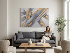 Quadro dipinto per parete ASTRATTO 90x60 cm – quadro dipinto a mano in un interno elegante (Scandi cream) | wall mockup | tela premium | Papilora.sk