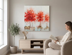 Quadro dipinto per parete ASTRATTO 70x70 cm – quadro dipinto a mano in un interno elegante (Scandi cream) | wall mockup | tela premium | Papilora.sk