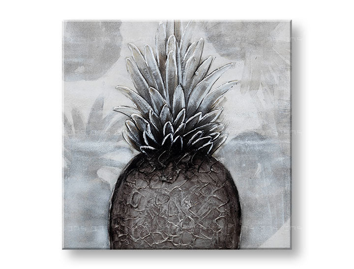Quadro dipinto a mano per parete ANANAS 60x60 cm – prospettiva 3D della tela su cornice di legno | 100% originale | acrilico su tela ARTMIE | Papilora.sk