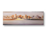Quadro dipinto a mano per parete CITTÀ 120x40 cm – prospettiva 3D su tela con cornice in legno | 100% originale | acrilico su tela ARTMIE | Papilora.sk