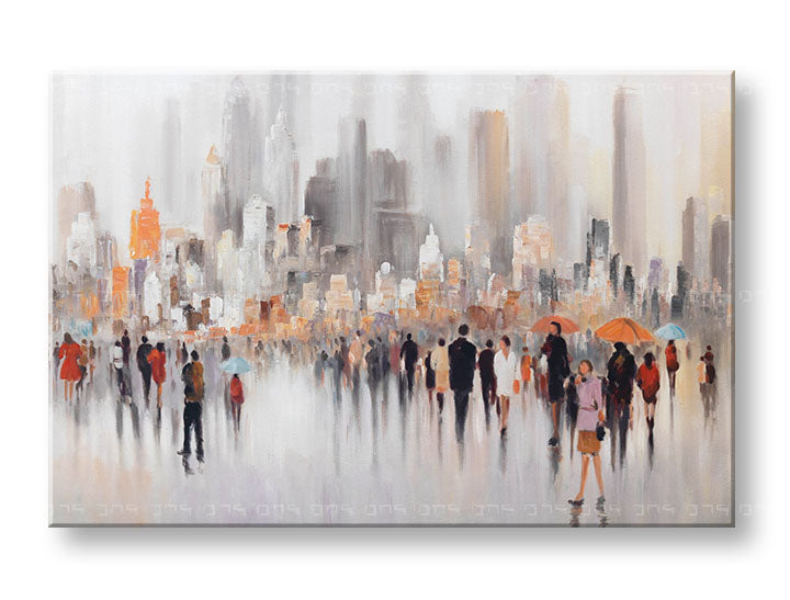 Quadro dipinto a mano per parete CITTÀ 120x80 cm – Prospettiva 3D della tela su cornice di legno | 100% originale | acrilico su tela ARTMIE | Papilora.sk