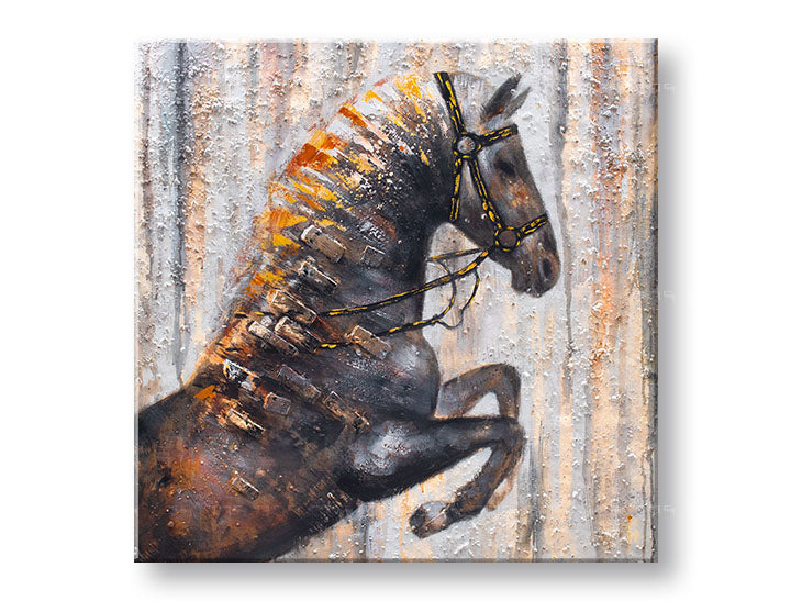 Quadro dipinto a mano per parete CAVALLO 75x75 cm 120x40 cm – Prospettiva 3D della tela su cornice di legno | 100% originale | acrilico su tela ARTMIE | Papilora.sk